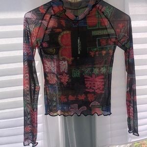 Sheer high neck shirt